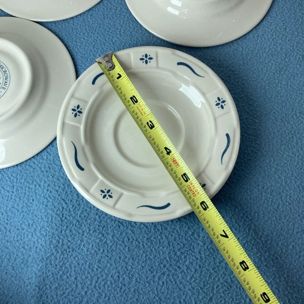 Longaberger Pottery Woven Traditions Blue Coffee/Tea Cup & Saucer - Set of 4